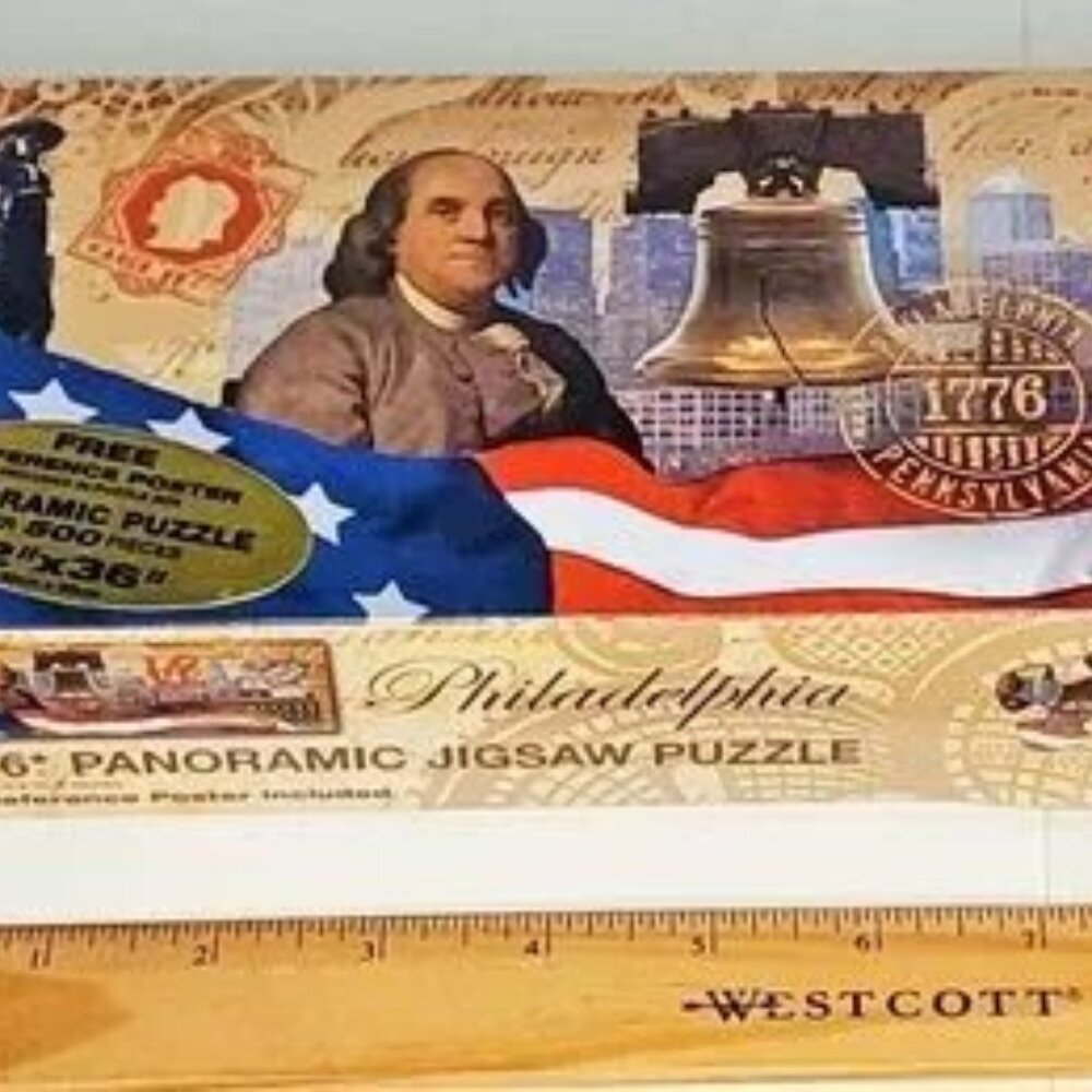 NEW Philadelphia 500-piece panoramic puzzle 12 x 36 with reference poster